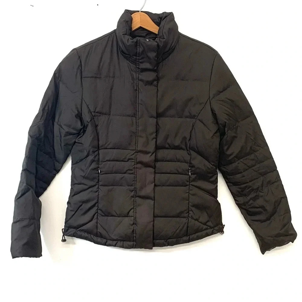 Calvin Klein Puffer Jacket Small Woman Brown Full Zip Pockets 50% Duck Down